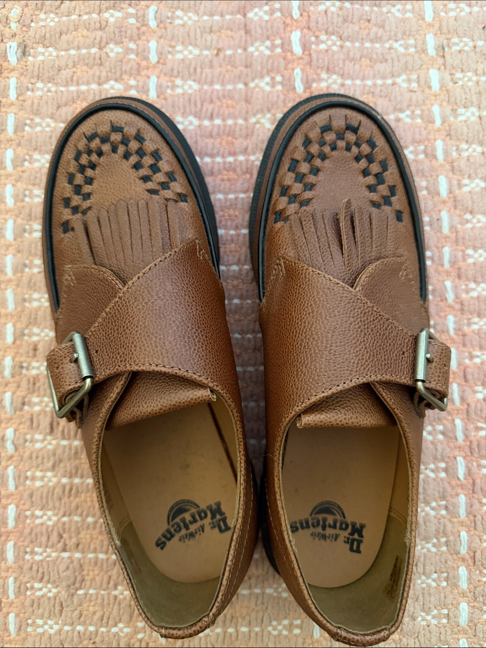 Dr. Martens Brown Leather Kiltie Monk Strap Loafers